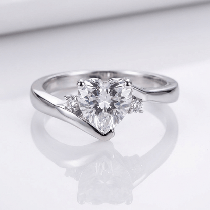 HEART ZIRCONIA SILVER BYPASS RING by Harrison & James - ring product image 1