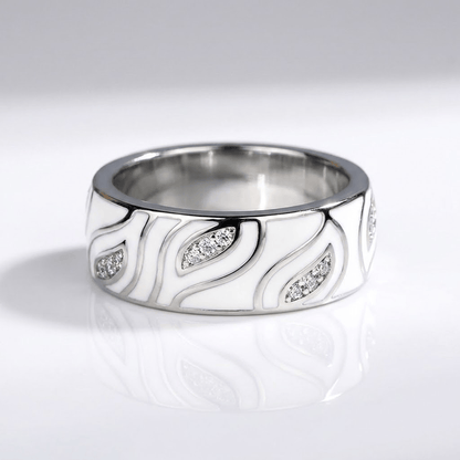 SILVER LEAF ZIRCONIA BAND RING by Harrison & James - ring product image 1