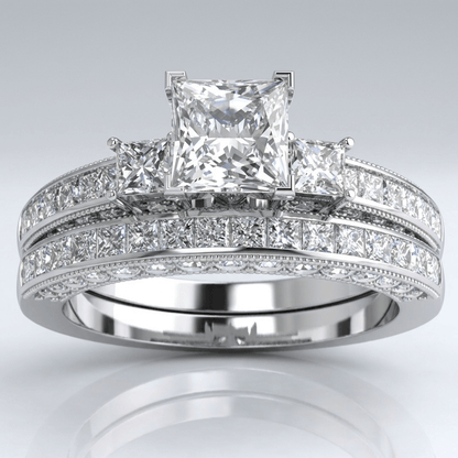 SILVER SQUARE DIAMOND PAVE RING by Harrison & James - ring product image 1