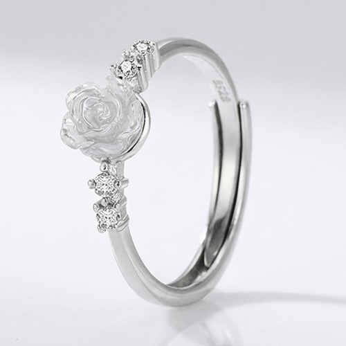 SILVER ROSE DIAMOND RING - (ADJUSTABLE) by Harrison & James - ring product image 1