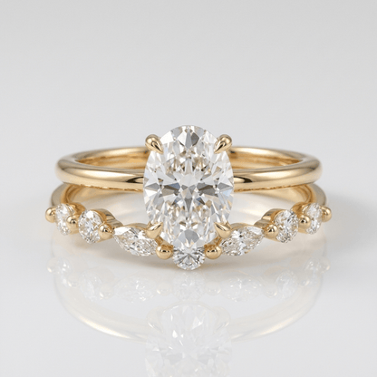GOLD OVAL DIAMOND MARQUISE BAND SET by Harrison & James - ring product image 1