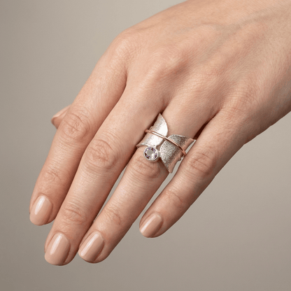 BUTTERFLY AMETHYST SILVER & GOLD RING by Harrison & James - ring product image 2
