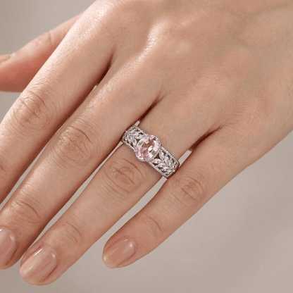 PINK CRYSTAL BAND RING - (ADJUSTABLE) by Harrison & James - ring product image 2
