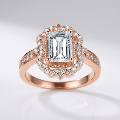 RECTANGLE DIAMOND HALO RING by Harrison & James - ring product image 1