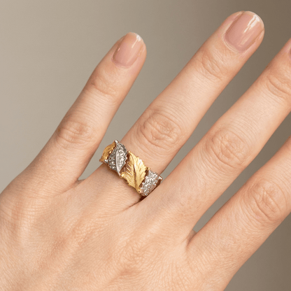 GOLD SILVER LEAF PAVE RING - (ADJUSTABLE) by Harrison & James - ring product image 2