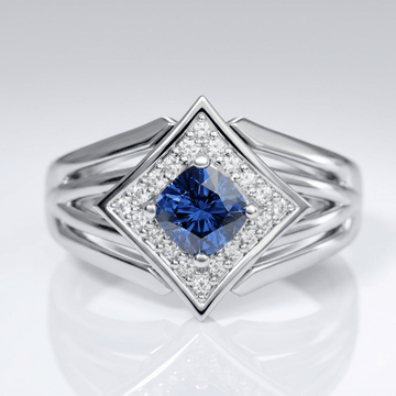 SILVER SAPPHIRE STAR RING by Harrison & James - ring product image 1
