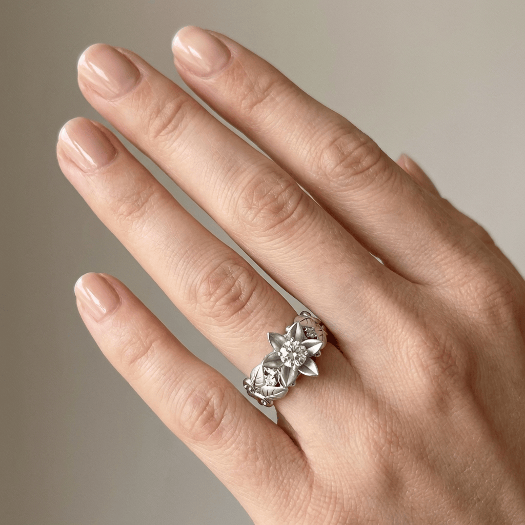 SILVER ZIRCONIA PETAL CROWN RING by Harrison & James - ring product image 2