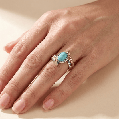 SILVER GOLD TURQUOISE BOHEMIAN RING by Harrison & James - ring product image 2