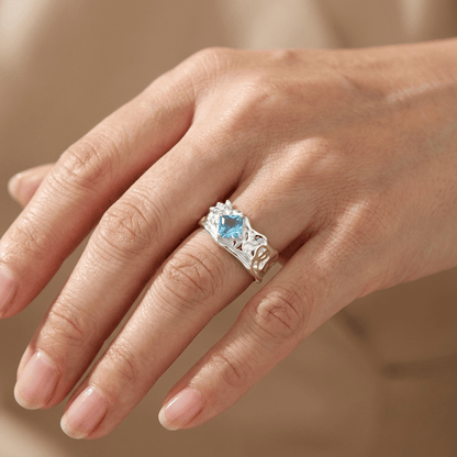 SILVER AQUAMARINE TEXTURED RING - (ADJUSTABLE) by Harrison & James - ring product image 2