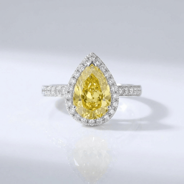 YELLOW PEAR DIAMOND HALO RING by Harrison & James - ring product image 1