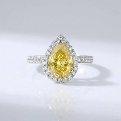 YELLOW PEAR DIAMOND HALO RING by Harrison & James - ring product image 1