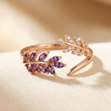 Gold Amethyst Leaf Ring by Harrison & James - ring product image 1