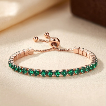 Gold Emerald Adjustable Tennis Bracelet by Harrison & James - bracelet product image 1