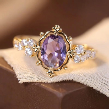 Gold Amethyst Princess Ring by Harrison & James - ring product image 1