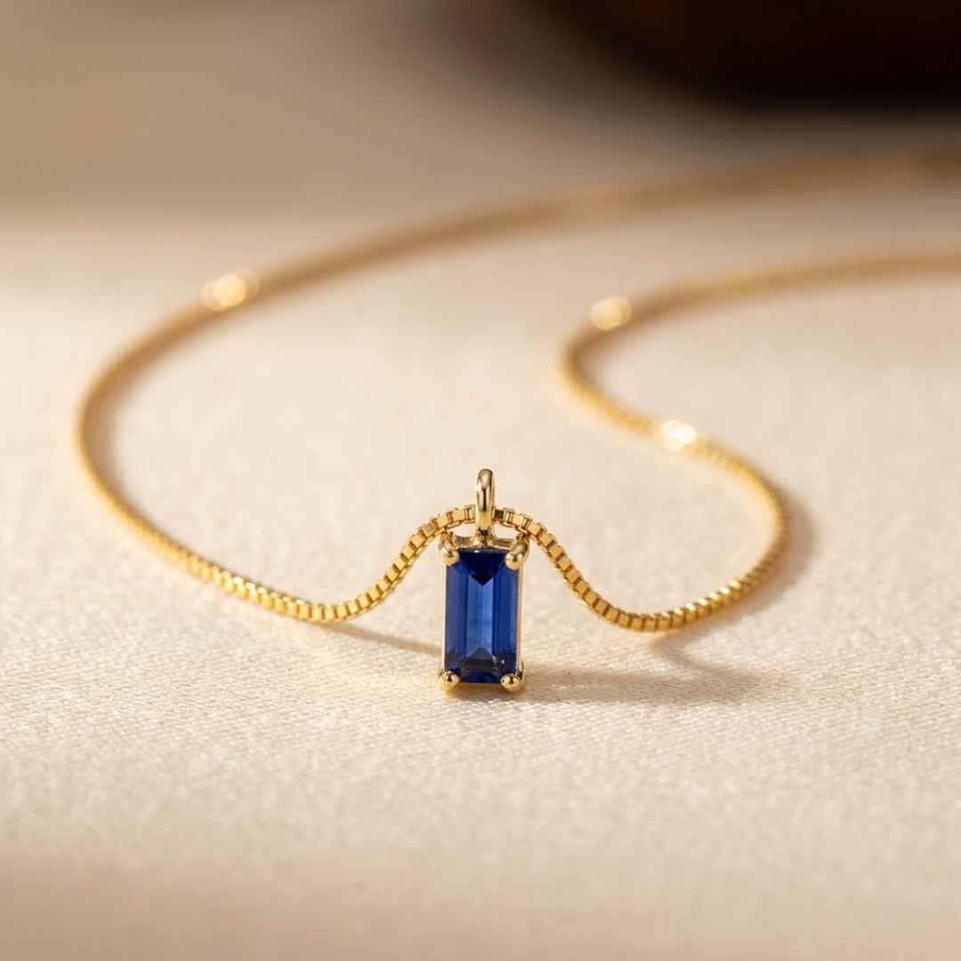 Gold Sapphire Minimalist Necklace by Harrison & James - necklace product image 2