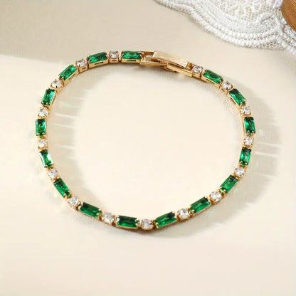 Gold Emerald Alternating Tennis Bracelet by Harrison & James - bracelet product image 1
