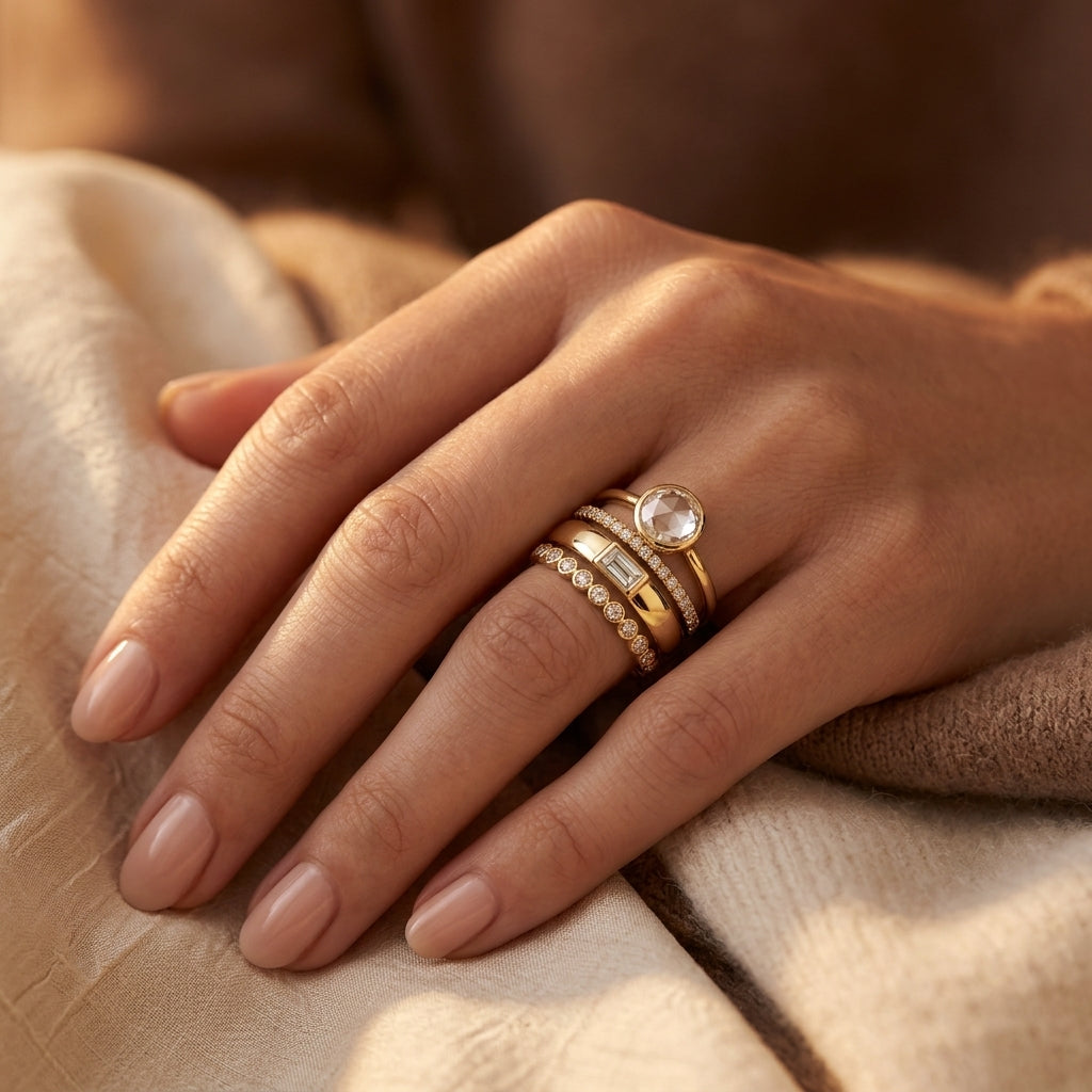 Gold Stacked Bezel Ring Set by Harrison & James - ring product image 2
