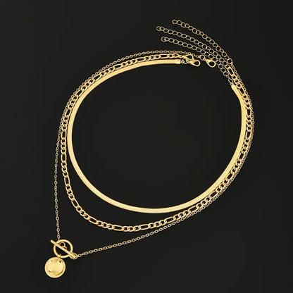 Savira Textured Coin Layered Necklace | Gold by Harrison & James - necklace product image 5