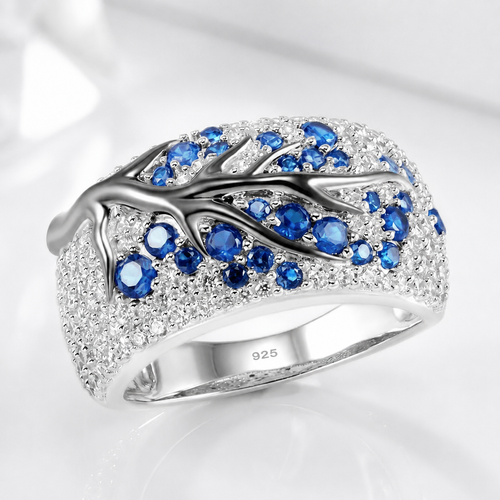 SILVER BLUE TOPAZ LEAF RING by Harrison & James - ring product image 1