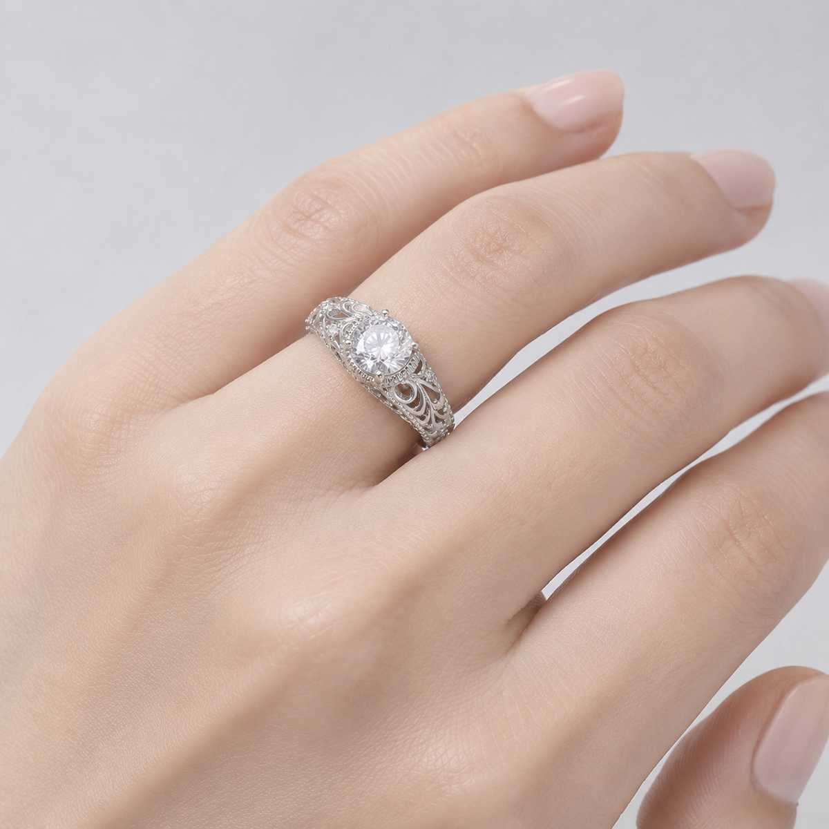SILVER CUSHION ZIRCONIA VINTAGE RING by Harrison & James - ring product image 2
