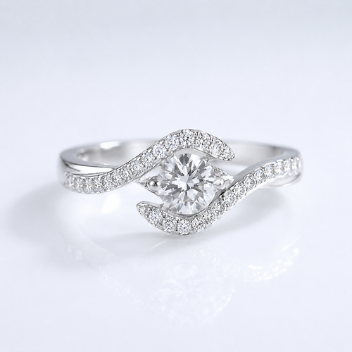 SILVER OVAL DIAMOND TWIST RING by Harrison & James - ring product image 1