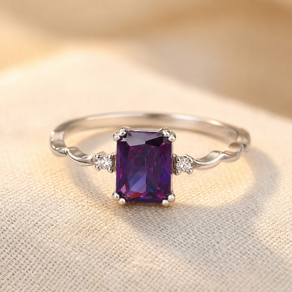 Silver Amethyst Emerald-Cut Ring by Harrison & James - ring product image 1