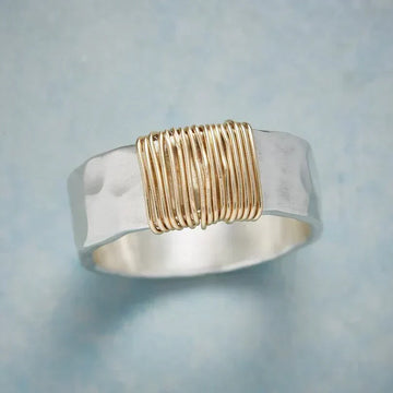 Silver and Gold Wire Wrapped Ring by Harrison & James - ring product image 1