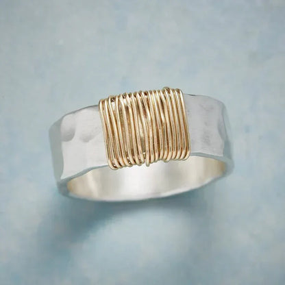 Silver and Gold Wire Wrapped Ring by Harrison & James - ring product image 1
