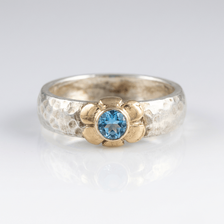 HANDMADE SILVER TWO TONE BLUE TOPAZ RING by Harrison & James - ring product image 1