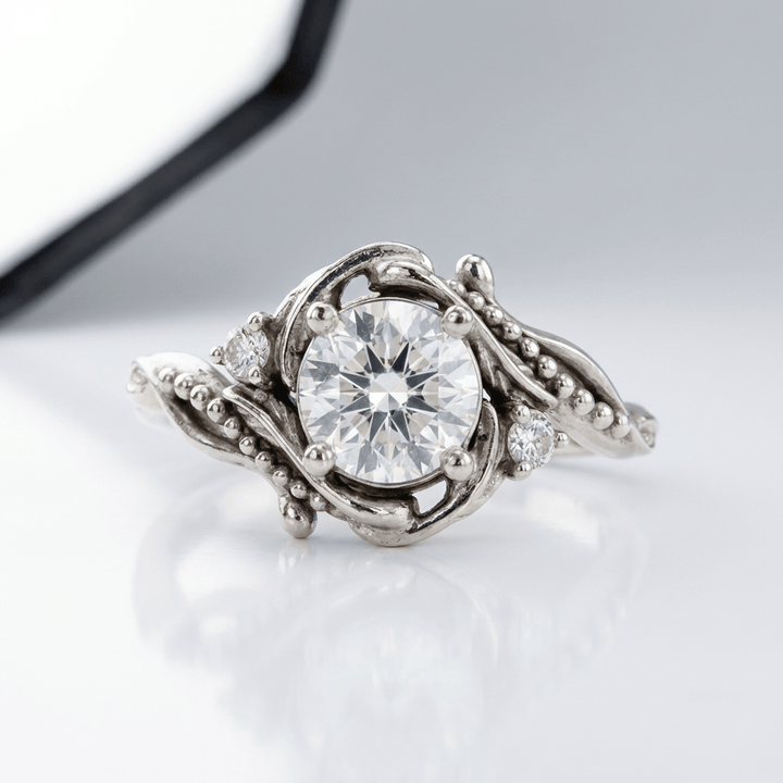 SILVER DIAMOND ORNATE VINTAGE RING by Harrison & James - ring product image 1