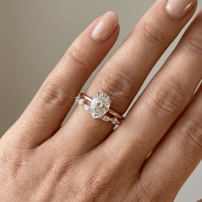 GOLD OVAL DIAMOND MARQUISE BAND SET by Harrison & James - ring product image 2