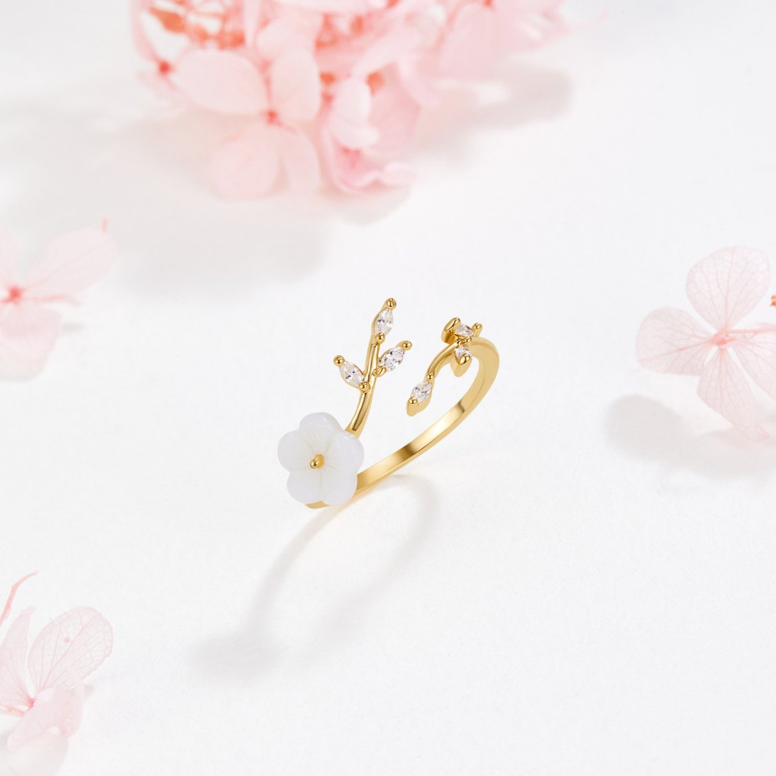 Gold Floral and Leaf Open Ring by Harrison & James - ring product image 5